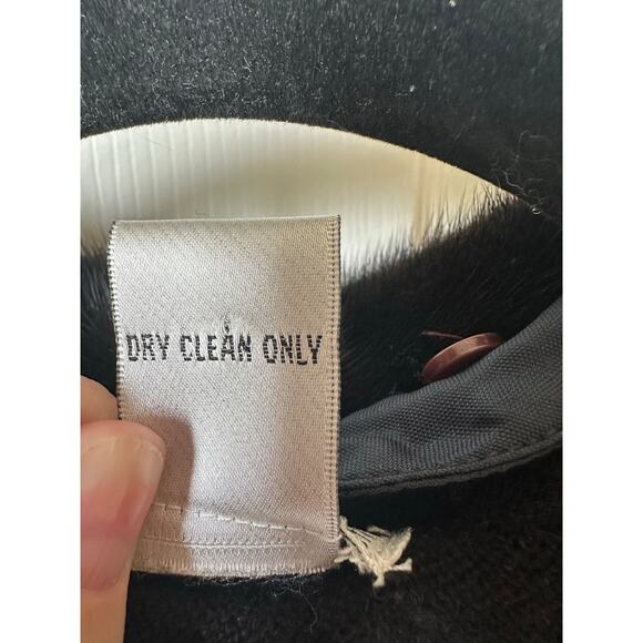 VTG Chetta B Evening Black Silk Cashmere Sweater w/ Removable Fur Collar Size M - Picture 7 of 8